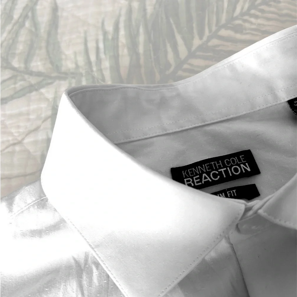 Men’s White long sleeve Slim Fit KENNETH COLE REACTION 15 1/2 34-35 Dress Shirt - Picture 5 of 9